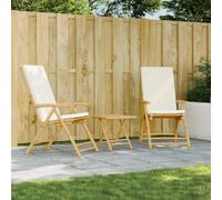 DYRJDJWIDHW Sedie da Giardino Pieghevoli Reclinabili 2 Pezzi con Cuscini Bambù Massello, Poltrone Relax Esterno Regolabili 5 Posizioni, Ideali per Terrazza Giardino Pranzo Lettura