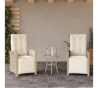 DYRJDJWIDHW Sedie da Giardino Reclinabili 2 Pezzi con Poggiapiedi Regolabile, Polyrattan Resistenti alle Intemperie, Cuscini Sfoderabili, Ideali per Terrazzo Giardino Piscina Relax Esterno