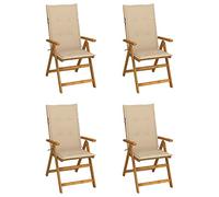 DYRJDJWIDHW Sedie da Giardino Reclinabili 4 Pezzi con Cuscini in Legno Massello Acacia, Set Poltrone Relax Esterno con 5 Posizioni Regolabili per Terrazza Giardino Piscina