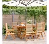 DYRJDJWIDHW Sedie da Giardino Reclinabili 6 Pezzi in Legno Acacia Massello Beige con Schienale Regolabile, Sedia Pieghevole per Esterno Giardino Terrazza Balcone, Portatile e Compatta
