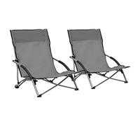 DYRJDJWIDHW Sedie da Spiaggia Pieghevoli 2 Pezzi Grigio Oxford Tessuto Acciaio Struttura Portatile Comode per Spiaggia Camping Giardino Relax Esterno