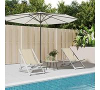 DYRJDJWIDHW Sedie da Spiaggia Pieghevoli 2 Pezzi in Alluminio con Textilene, Poltrona Sdraio Regolabile 3 Posizioni per Giardino Piscina Spiaggia, Portatile e Compatta, Crema