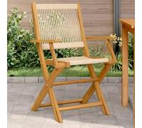 DYRJDJWIDHW Sedie Giardino 2 Pezzi Beige Legno Massello Acacia Pieghevoli con Braccioli per Esterno Giardino Patio Balcone Comode e Resistenti