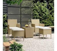 DYRJDJWIDHW Set Bistrot da Giardino 5 pz Polyrattan e Vetro Temperato Beigesalottino da poltrone da giardino mobili da divanetto da esternoPer giardini e patii