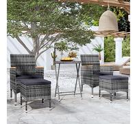 DYRJDJWIDHW Set Bistrot da Giardino 5pz Polyrattan e Vetro Temperato Grigio poltrone da giardino salottino da mobili da divanetto da esternoPer giardini e patii