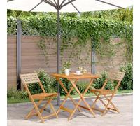 DYRJDJWIDHW Set da Bistrot 3 pz Beige in Polyrattan e Legno Massellodivanetto da esterno salottino da poltrone da giardino mobili da Per giardini e patii
