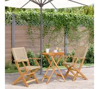 DYRJDJWIDHW Set da Bistrot 3 pz Beige in Polyrattan e Legno Massellomobili da poltrone da giardino sedie da salottino da Per giardini e patii