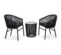 DYRJDJWIDHW Set da Bistrot 3 pz con Cuscini in Polyrattan Nero poltrone da giardino mobili da divanetto da esterno salottino da Per giardini e patii