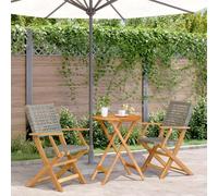 DYRJDJWIDHW Set da Bistrot 3 pz Grigio in Polyrattan e Legno Massellodivanetto da esterno sedie da mobili da poltrone da giardinoPer giardini e patii
