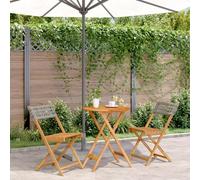 DYRJDJWIDHW Set da Bistrot 3 pz Grigio in Polyrattan e Legno Massellosedie da mobili da poltrone da giardino salottino da Per giardini e patii