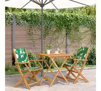 DYRJDJWIDHW Set da Bistrot 3 pz Motivo Foglie in Tessuto e Legno Massellopoltrone da giardino mobili da salottino da divanetto da esternoPer giardini e patii