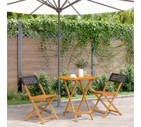 DYRJDJWIDHW Set da Bistrot 3 pz Nero in Polyrattan e Legno Massellosalottino da divanetto da esterno mobili da poltrone da giardinoPer giardini e patii