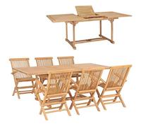 DYRJDJWIDHW Set da Pranzo per Esterni 7 pz 150-200x100x75 cm Teak Massellopoltrone da giardino mobili da divanetto da esterno sedie da Per giardini e patii