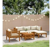 DYRJDJWIDHW Set Divani da Giardino 6 pz con Cuscini Crema in Legno Acaciasedie da salottino da divanetto da esterno poltrone da giardinoPer giardini e patii