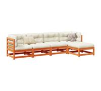 DYRJDJWIDHW Set Divani Giardino 5pz con Cuscini Marrone Cera Massello Pinosalottino da mobili da divanetto da esterno sedie da Per giardini e patii