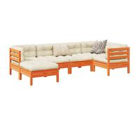 DYRJDJWIDHW Set Divani Giardino 6pz con Cuscini Marrone Cera Massello Pinomobili da poltrone da giardino sedie da divanetto da esternoPer giardini e patii