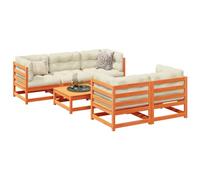DYRJDJWIDHW Set Divani Giardino 6pz con Cuscini Marrone Cera Massello Pinopoltrone da giardino divanetto da esterno mobili da sedie da Per giardini e patii