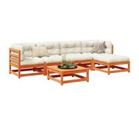 DYRJDJWIDHW Set Divani Giardino 6pz con Cuscini Marrone Cera Massello Pinosedie da divanetto da esterno salottino da poltrone da giardinoPer giardini e patii