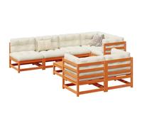 DYRJDJWIDHW Set Divani Giardino 8 pz con Cuscini Marrone Cera Massello Pinodivanetto da esterno poltrone da giardino salottino da mobili da Per giardini e patii