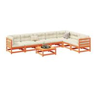 DYRJDJWIDHW Set Divani Giardino 8 pz con Cuscini Marrone Cera Massello Pinomobili da salottino da divanetto da esterno poltrone da giardinoPer giardini e patii