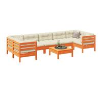 DYRJDJWIDHW Set Divani Giardino 8 pz con Cuscini Marrone Cera Massello Pinopoltrone da giardino sedie da mobili da divanetto da esternoPer giardini e patii