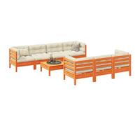DYRJDJWIDHW Set Divani Giardino 8 pz con Cuscini Marrone Cera Massello Pinosalottino da divanetto da esterno mobili da poltrone da giardinoPer giardini e patii