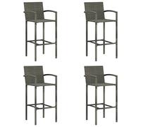 DYRJDJWIDHW Sgabelli da Bar 4 Pezzi Grigio Polyrattan per Interno Esterno, Sedie Giardino Moderne con Struttura Acciaio, Design Elegante e Comodo, Resistente alle Intemperie