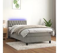 DYRJDJWIDHW struttura matrimoniale frame matrimoniale a Molle Materasso e LED Grigio Chiaro 100x200 cm VellutoAdatto alle camere da