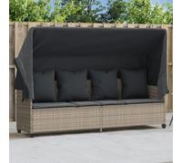 DYRJDJWIDHW Sun Lounger with Retractable Canopy, Adjustable Recliner, Light Gray Poly Rattan Outdoor Daybed with Thick Cushions for Patio Garden Poolside Relaxation