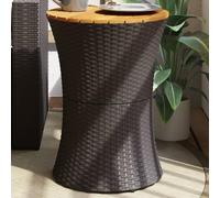 DYRJDJWIDHW Tavolino Giardino Outdoor Drum Shape Table Black Poly Rattan Solid Wood Coffee Table for Patio Garden Terrace with Weather Resistant Design
