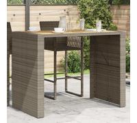 DYRJDJWIDHW Tavolo Bar da Giardino in Acacia e Polyrattan Grigio 145x80x110 cm Resistente agli UV per Terrazza Giardino Esterno con Piano Legno Massello e Struttura Acciaio