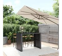 DYRJDJWIDHW Tavolo Bar Moderno con Piano Vetro Temperato Nero 145x80x110 cm Polyrattan PE per Giardino Terrazza Bistrò Esterno Resistenti Agenti Atmosferici