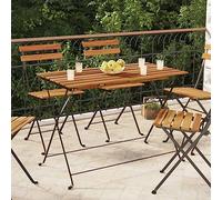 DYRJDJWIDHW Tavolo Bistrò Pieghevole 100x54x71 cm Massello Acacia e Acciaio per Giardino Balcone Patio Esterno Folding Table Steel Frame Durable Wood Outdoor Furniture