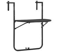 DYRJDJWIDHW Tavolo da Balcone Pensile Regolabile in 3 Altezze 60x64x83,5cm Marrone Plastica Rattan Pieghevole per Esterno con Piano Resistente alle Intemperie per Caffè e Piante