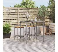 DYRJDJWIDHW Tavolo da Bar con Piano in Vetro Grigio 110x70x110cm Polyrattan Outdoor Garden Patio Furniture Set Modern Bistro Table with Tempered Glass Top Weather Resistant PE Rattan