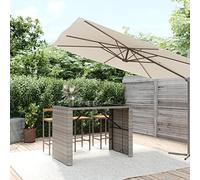 DYRJDJWIDHW Tavolo da Bar con Piano in Vetro Grigio 145x80x110cm Polyrattan Outdoor Bistrot Table Weather Resistant PE Rattan Tempered Glass Top for Garden Patio Terrace