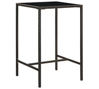 DYRJDJWIDHW Tavolo da Bar da Giardino Marrone 70x70x110 cm Polyrattan Vetro Temperato per Esterni, Tavolino da Giardino Moderno con Piano in Vetro, Ideale per Terrazza e Balcone
