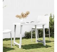 DYRJDJWIDHW Tavolo da Campeggio Leggero in PP con Aspetto Legno Bianco 79x56x64cm per Picnic Giardino Esterno Resistente Stabile con Foro Ombrello
