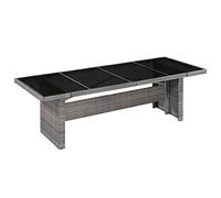 DYRJDJWIDHW Tavolo da Giardino 240x90x74 cm con Piano in Vetro e Struttura in Polyrattan, Tavolo da Esterno Moderno per Terrazza Giardino, Resistente all'Acqua e Facile da Pulire