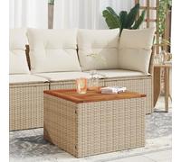 DYRJDJWIDHW Tavolo da Giardino Beige 55x55x37 cm con Piano in Legno Acacia e Polyrattan PE, Tavolino da Esterno Resistente per Giardino Terrazza Patio, Facile da Pulire e Montare