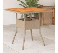DYRJDJWIDHW Tavolo da Giardino Beige 80x80x75 cm Polyrattan e Legno Acacia Outdoor Dining Table Weather Resistant Patio Furniture Garden Terrace