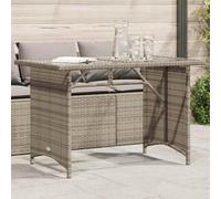 DYRJDJWIDHW Tavolo da Giardino con Piano in Vetro Grigio 110x68x70cm Polyrattan PE Resistenti UV per Esterni Giardino Patio Mobili da Arredo Outdoor