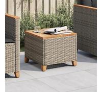 DYRJDJWIDHW Tavolo da Giardino Grigio 45x45x37 cm con Piano in Legno Acacia e Base in Polyrattan Resistente per Esterno, Terrazza, Giardino, Patio