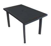 DYRJDJWIDHW Tavolo da Giardino in Plastica Antracite 126x76x72 cm con Foro Ombrellone, Resistenti Agli Agenti Atmosferici, Facile Montaggio per Esterno, Terrazza, Giardino e Campeggio