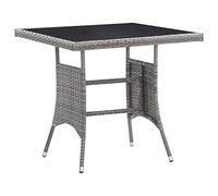 DYRJDJWIDHW Tavolo da Giardino in Polyrattan Grigio 80x80x74 cm con Piano Vetro Temperato per Esterno, Giardino Patio Terrazza, Resistente UV e Facile Pulizia