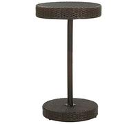 DYRJDJWIDHW Tavolo da Giardino in Polyrattan Marrone 60,5x106 cm con Piano Rotondo, Resistente alle Intemperie, Ideale per Terrazza Giardino Balcone