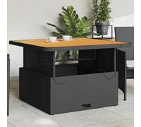 DYRJDJWIDHW Tavolo da Giardino Nero 110x110x71 Polyrattan Legno Acacia con Piano Regolabile, Tavolo Esterno per Terrazza Giardino, Mobile da Esterno Resistente con Struttura in Acciaio