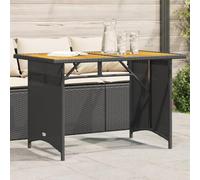 DYRJDJWIDHW Tavolo da Giardino Nero 110x68x70 cm con Piano in Legno Acacia e Struttura Polyrattan PE Resistente per Esterno Terrazzo Giardino Patio