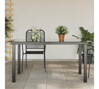 DYRJDJWIDHW Tavolo da Giardino Nero 150x90x74 cm in Alluminio e Vetro, Tavolo Esterno Moderno con Piano Vetro, Resistenti Agenti Atmosferici, Facile Montaggio per Terrazza Giardino Patio