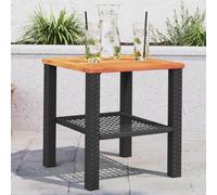 DYRJDJWIDHW Tavolo da Giardino Nero 40x40x42cm Polyrattan Legno Acacia Outdoor Patio Furniture Set Garden Table with Weather Resistant Steel Frame